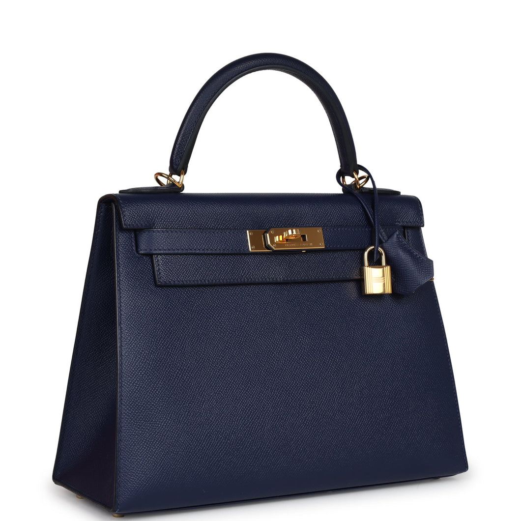 Hermes Kelly Sellier 28 Bleu Saphir Epsom Gold Hardware