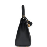 Hermes Kelly Sellier 25 Black Epsom Gold Hardware