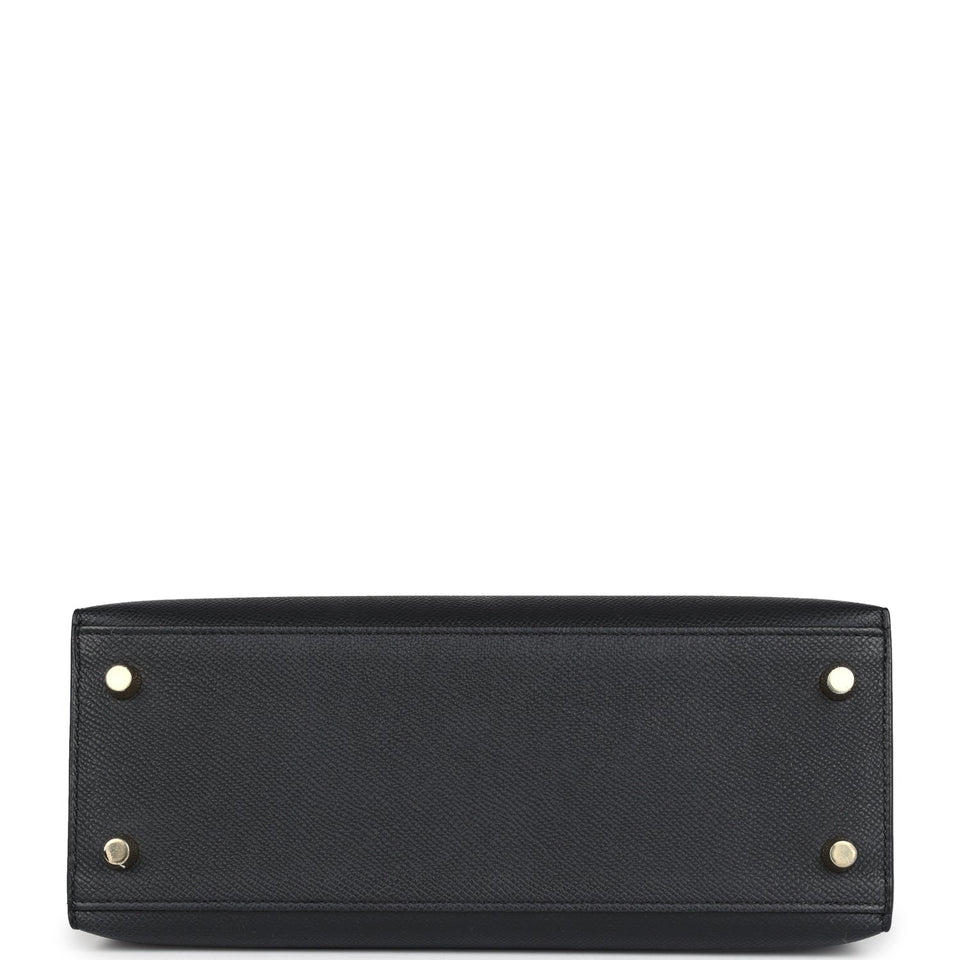 Hermes Kelly Sellier 25 Black Epsom Gold Hardware