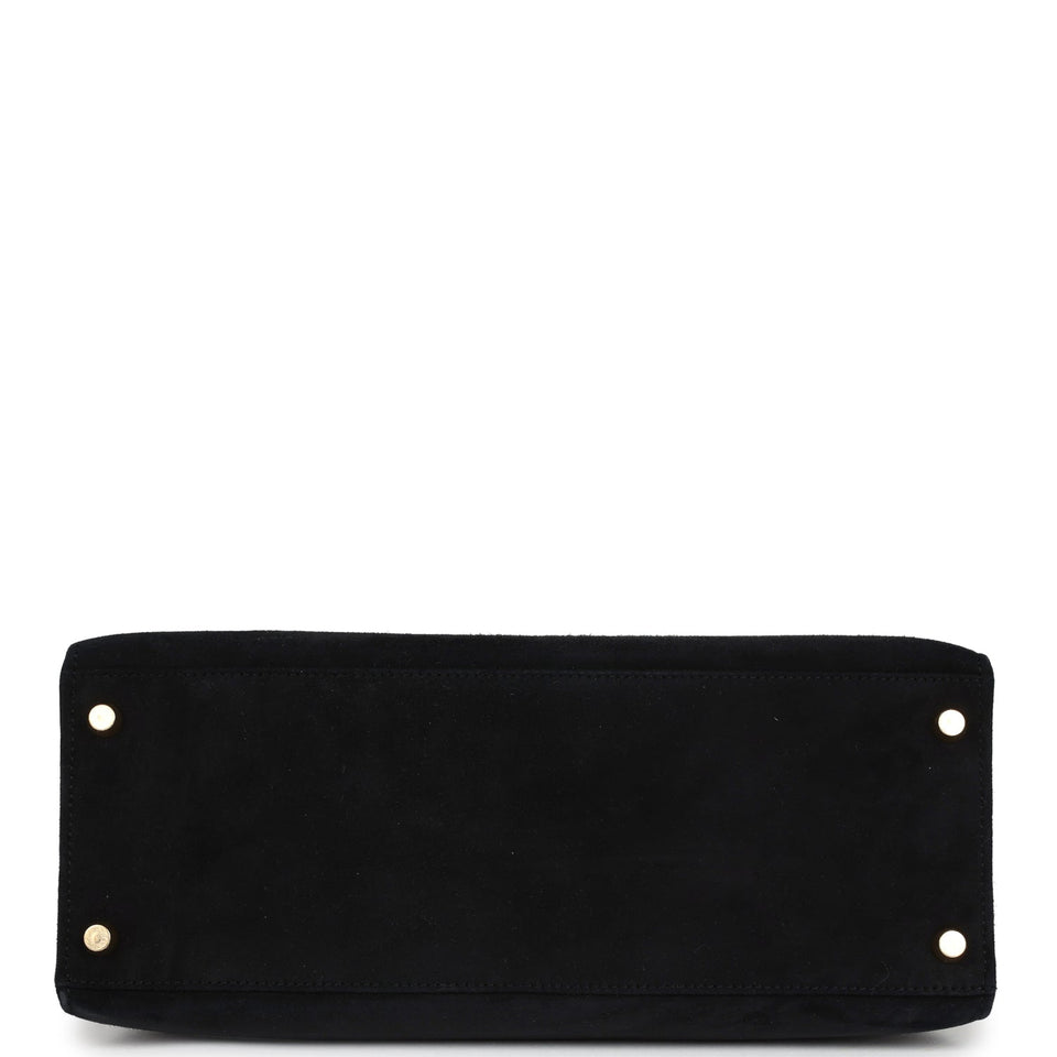 Hermes Kelly Sellier 28 Black Doblis Gold Hardware