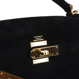 Hermes Kelly Sellier 28 Black Doblis Gold Hardware