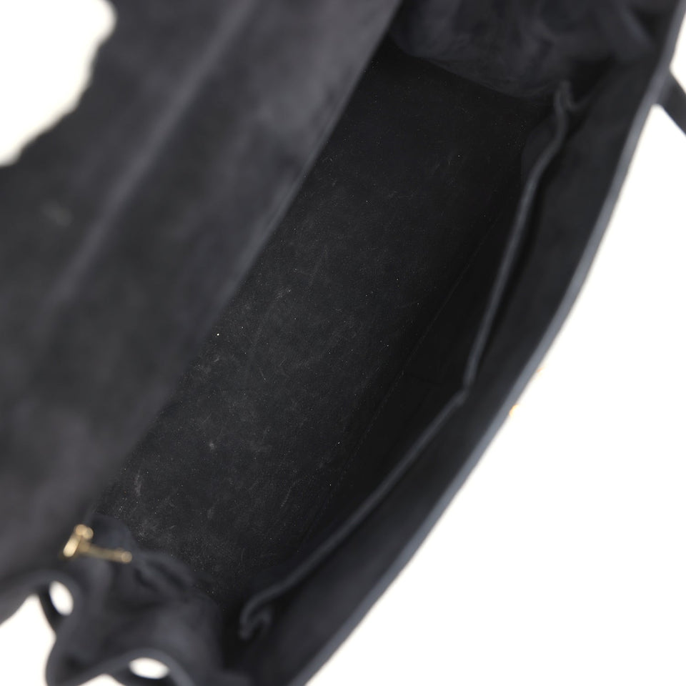 Hermes Kelly Sellier 28 Black Doblis Gold Hardware