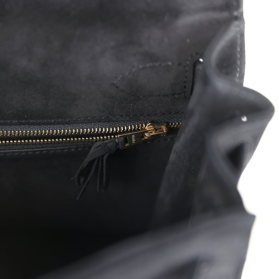 Hermes Kelly Sellier 28 Black Doblis Gold Hardware