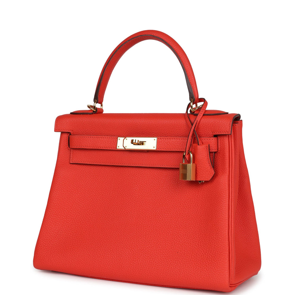 Hermes Kelly Retourne 28 Capucine Togo Gold Hardware