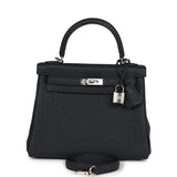 Hermes Kelly Retourne 25 Black Togo Palladium Hardware