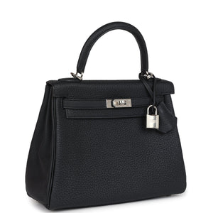 Hermes Kelly Retourne 25 Black Togo Palladium Hardware