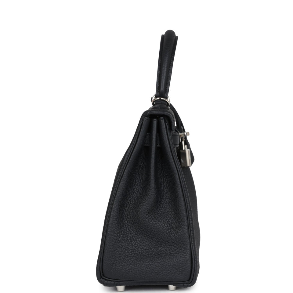 Hermes Kelly Retourne 25 Black Togo Palladium Hardware