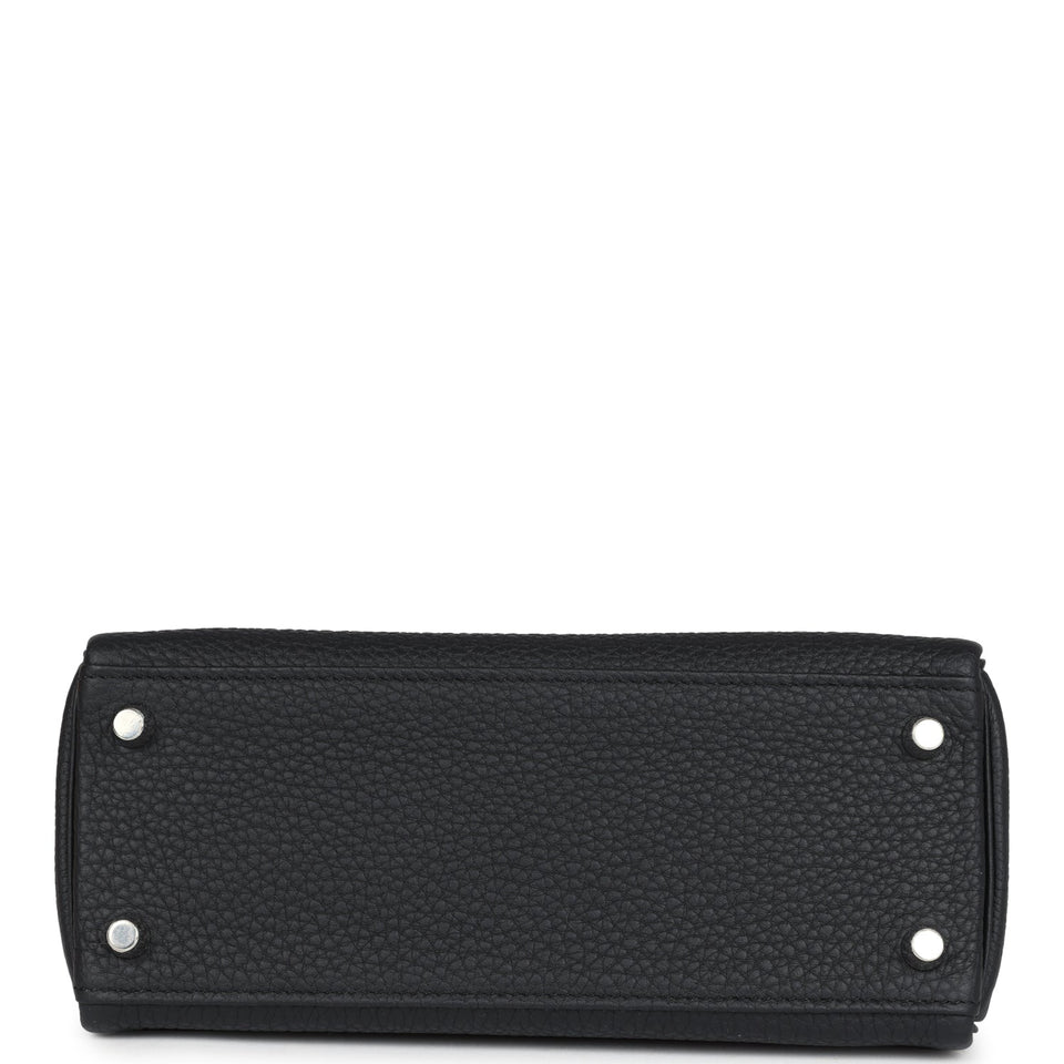 Hermes Kelly Retourne 25 Black Togo Palladium Hardware