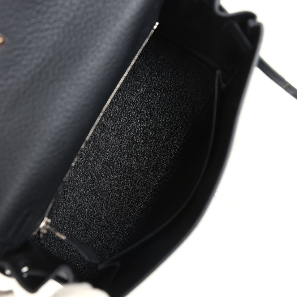Hermes Kelly Retourne 25 Black Togo Palladium Hardware