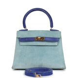 Hermes Kelly Sellier 20 Bleu Electric and Aqua Doblis Gold Hardware