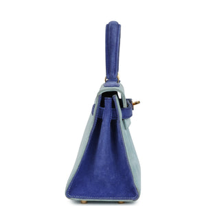 Hermes Kelly Sellier 20 Bleu Electric and Aqua Doblis Gold Hardware