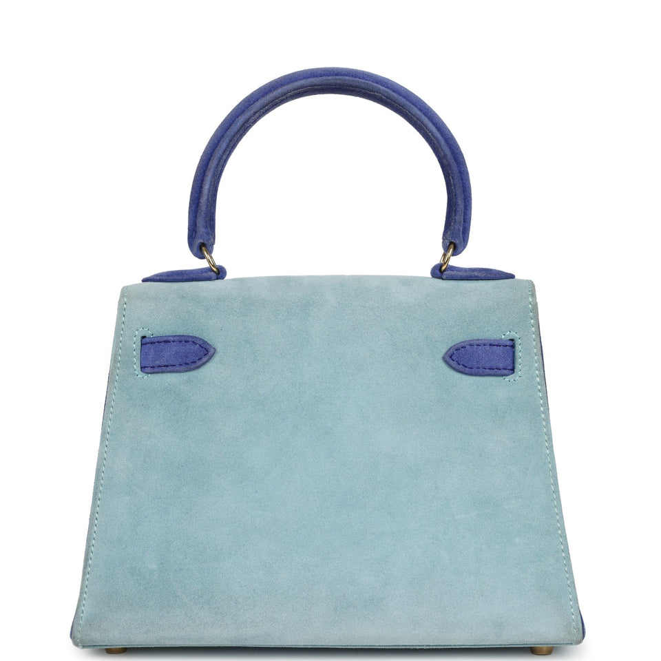 Hermes Kelly Sellier 20 Bleu Electric and Aqua Doblis Gold Hardware