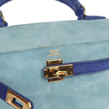 Hermes Kelly Sellier 20 Bleu Electric and Aqua Doblis Gold Hardware
