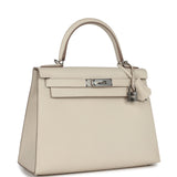 Hermes Kelly Sellier 28 Craie Epsom Palladium Hardware