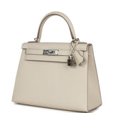 Hermes Kelly Sellier 28 Craie Epsom Palladium Hardware