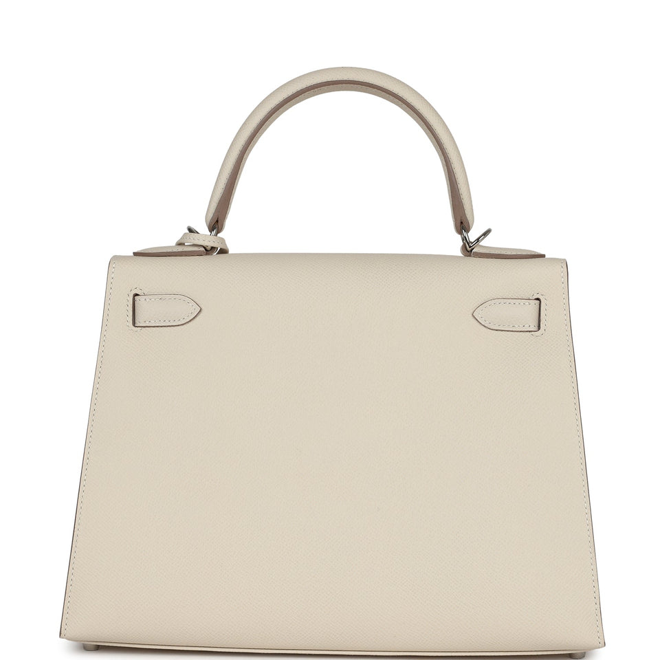Hermes Kelly Sellier 28 Craie Epsom Palladium Hardware
