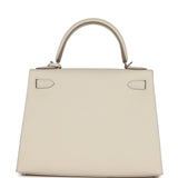 New Hermes Kelly Sellier 28 Craie Epsom Palladium Hardware