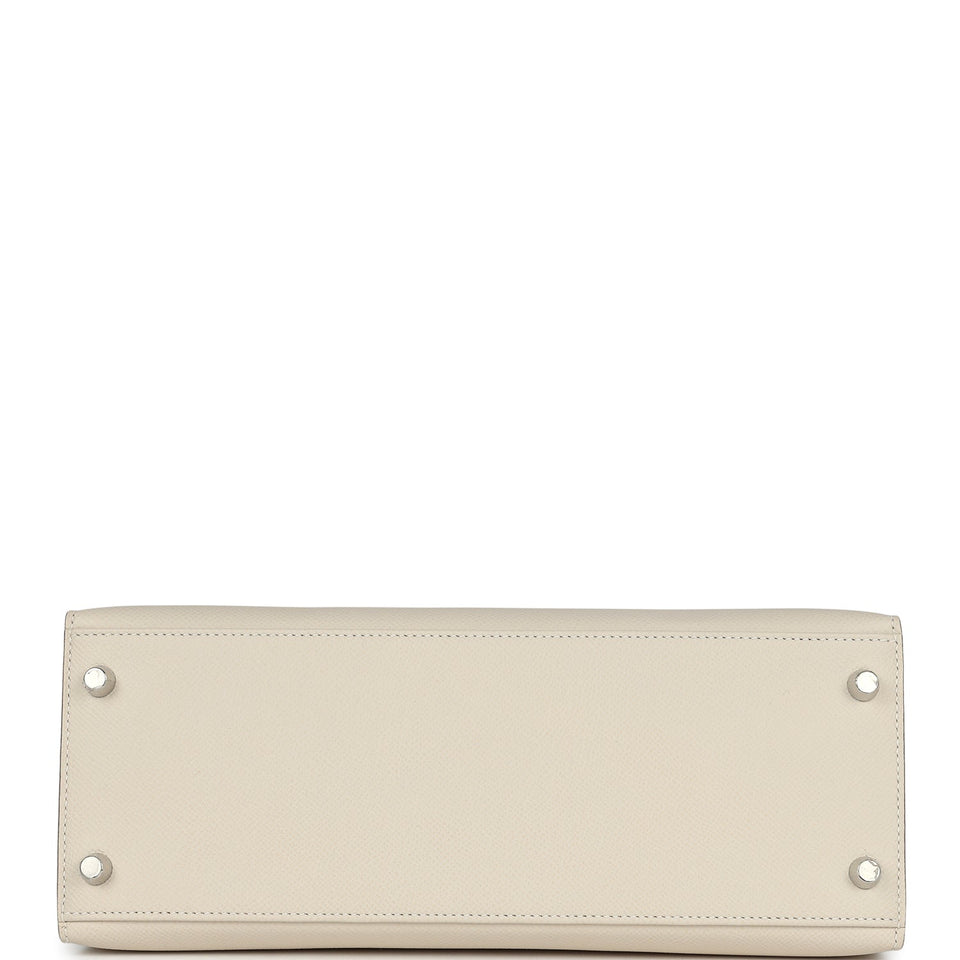 Hermes Kelly Sellier 28 Craie Epsom Palladium Hardware
