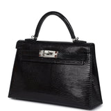 Hermes Kelly Sellier 20 Black Varanus Niloticus Lizard Palladium Hardware