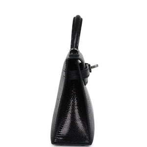 Hermes Kelly Sellier 20 Black Varanus Niloticus Lizard Palladium Hardware