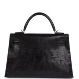 Hermes Kelly Sellier 20 Black Varanus Niloticus Lizard Palladium Hardware