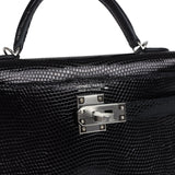 Hermes Kelly Sellier 20 Black Varanus Niloticus Lizard Palladium Hardware