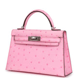 Hermes Kelly Sellier 20 Bubblegum Ostrich Palladium Hardware