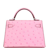 Hermes Kelly Sellier 20 Bubblegum Ostrich Palladium Hardware