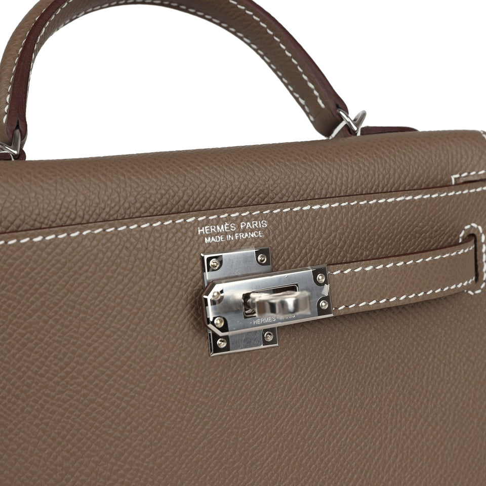 Hermes Kelly Sellier 20 Etoupe Epsom Palladium Hardware