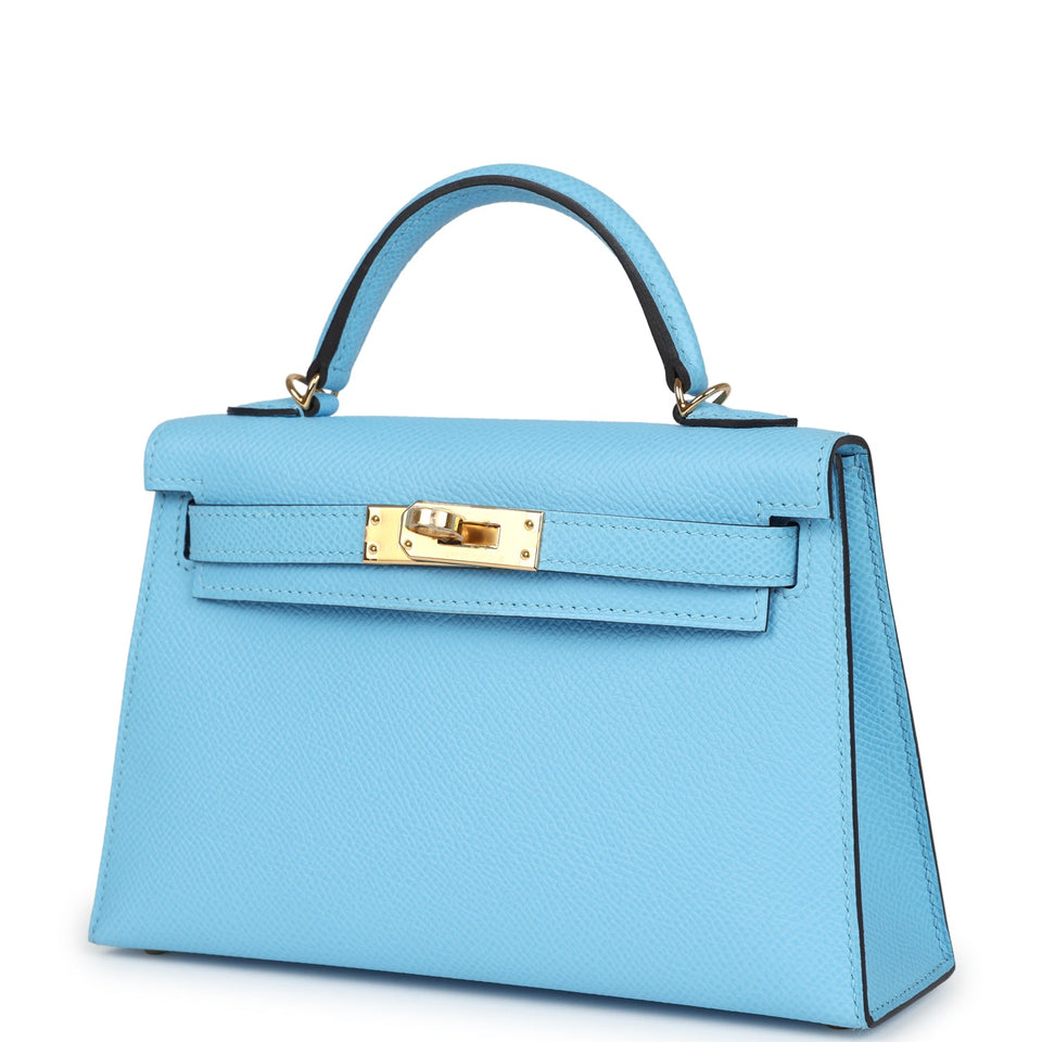 Hermes Kelly Sellier 20 Celeste Epsom Gold Hardware