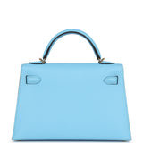 Hermes Kelly Sellier 20 Celeste Epsom Gold Hardware