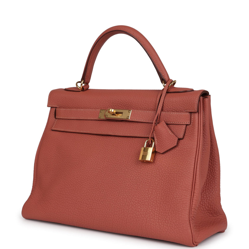 Hermes Kelly Retourne 32 Rosy Togo Gold Hardware