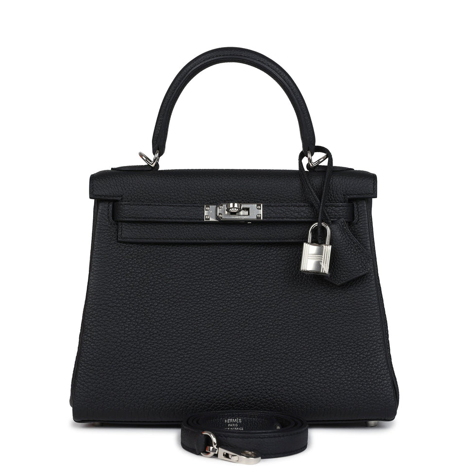 New Hermes Kelly Retourne 28 Black Togo Palladium Hardware