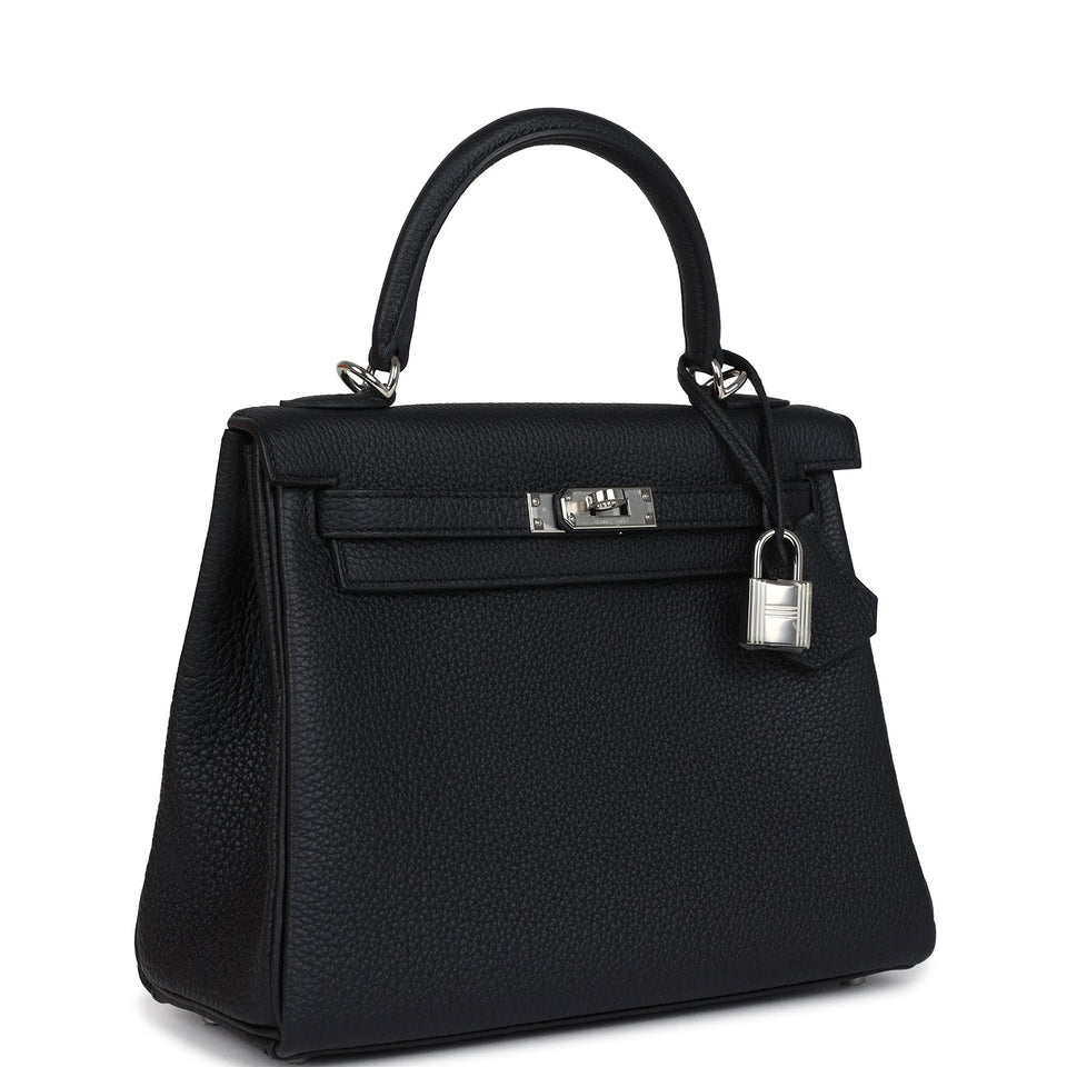 New Hermes Kelly Retourne 28 Black Togo Palladium Hardware