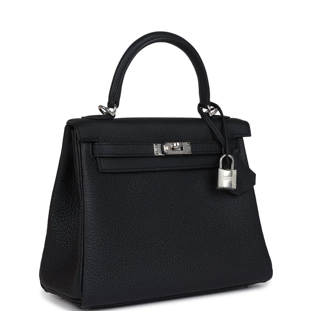 New Hermes Kelly Retourne 28 Black Togo Palladium Hardware