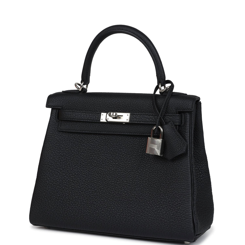 New Hermes Kelly Retourne 28 Black Togo Palladium Hardware