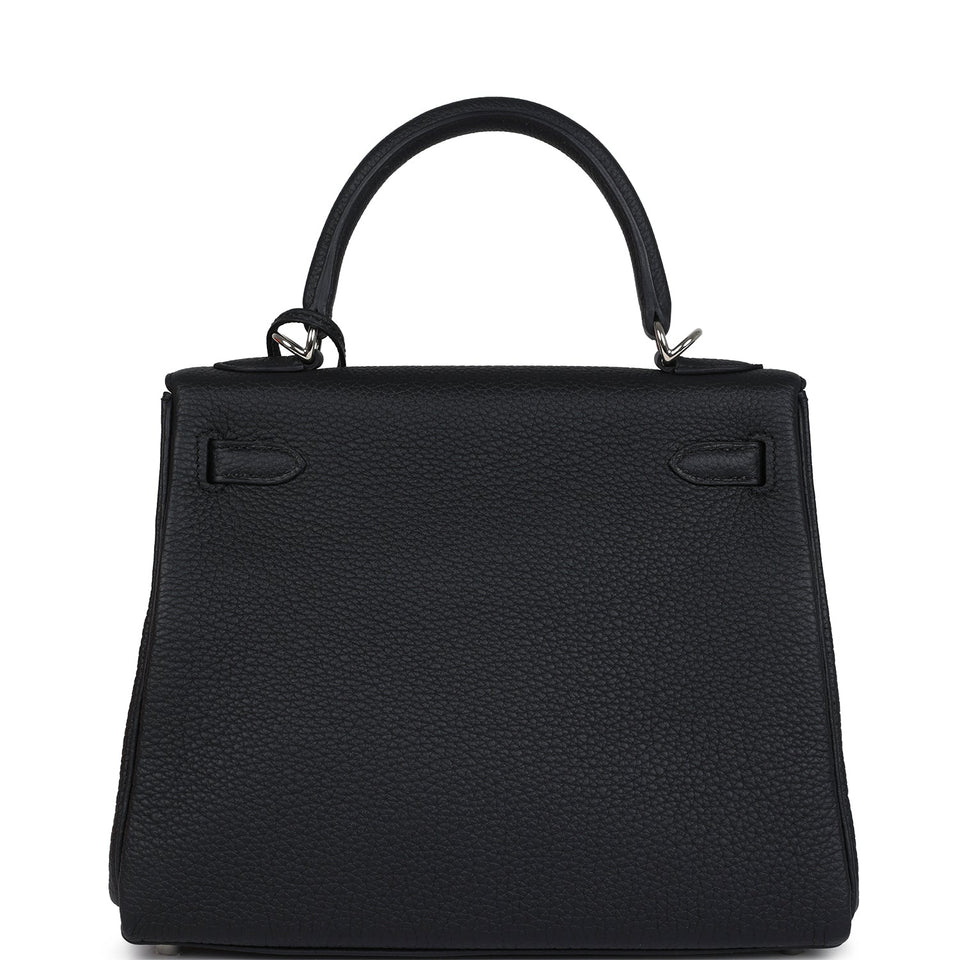 New Hermes Kelly Retourne 28 Black Togo Palladium Hardware