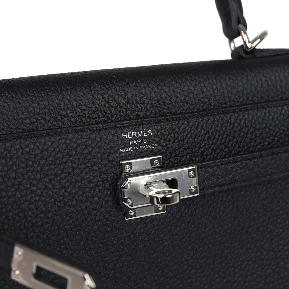 New Hermes Kelly Retourne 28 Black Togo Palladium Hardware