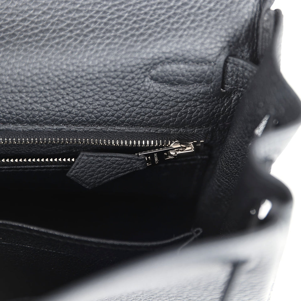 New Hermes Kelly Retourne 28 Black Togo Palladium Hardware