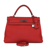 Hermes Kelly Retourne 32 Geranium Togo Palladium Hardware