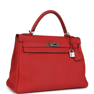 Hermes Kelly Retourne 32 Geranium Togo Palladium Hardware
