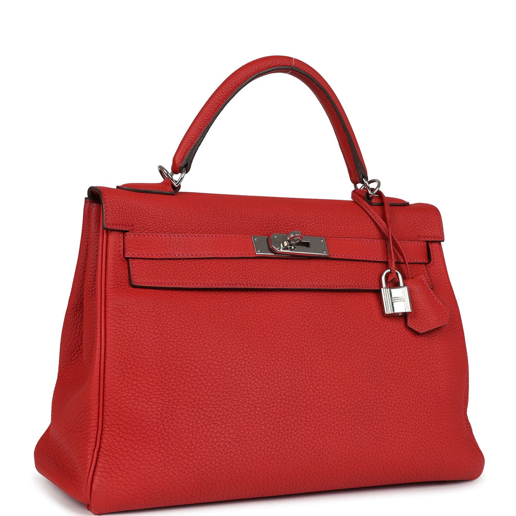 Hermes Kelly Retourne 32 Geranium Togo Palladium Hardware