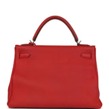 Hermes Kelly Retourne 32 Geranium Togo Palladium Hardware