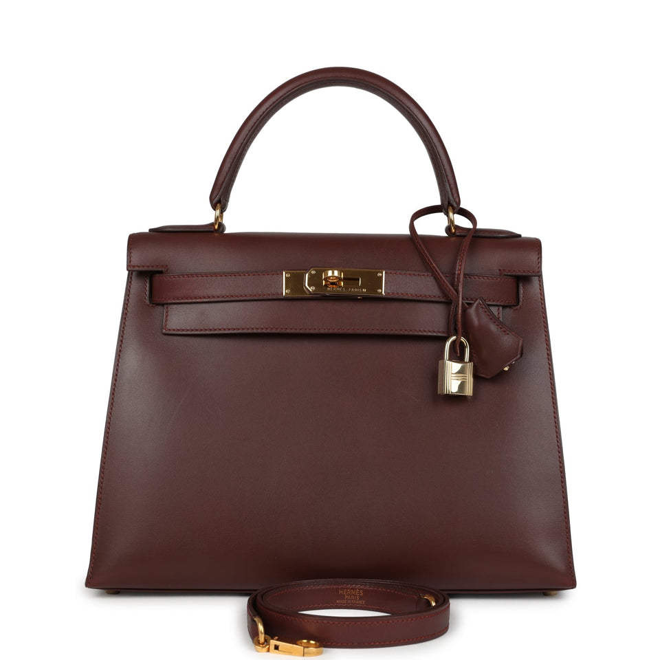 Hermes Kelly Sellier 28 Noisette Box Gold Hardware