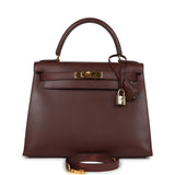 Hermes Kelly Sellier 28 Noisette Box Gold Hardware