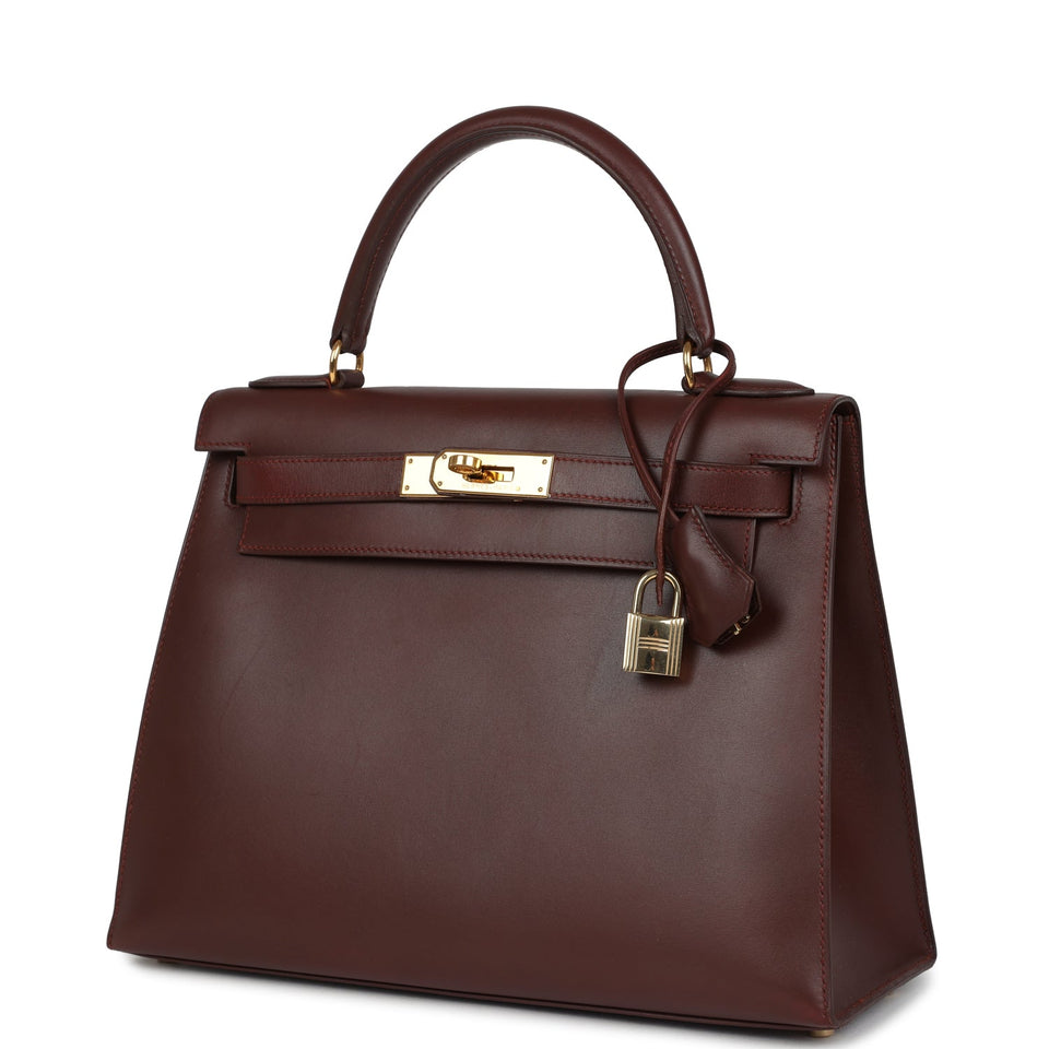 Hermes Kelly Sellier 28 Noisette Box Gold Hardware