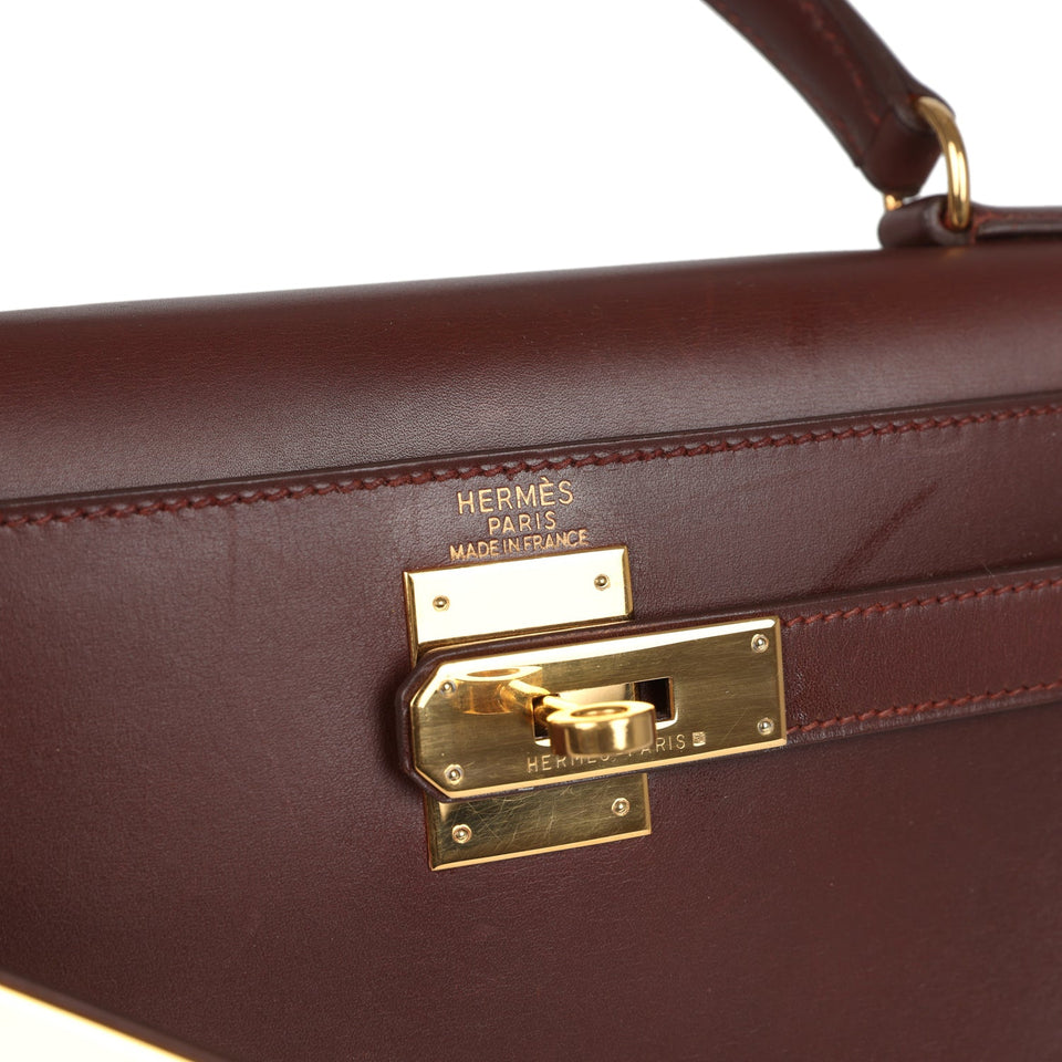 Hermes Kelly Sellier 28 Noisette Box Gold Hardware