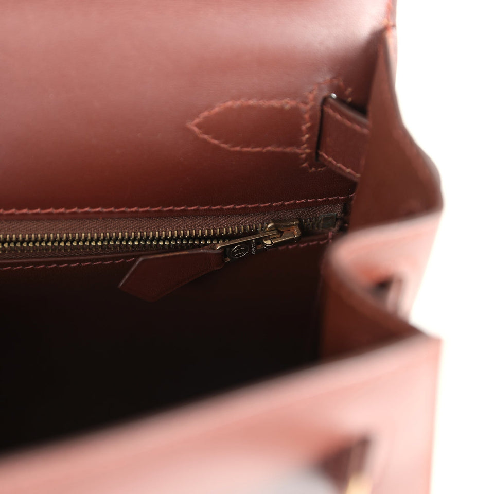 Hermes Kelly Sellier 28 Noisette Box Gold Hardware
