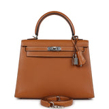Hermes Kelly Sellier 25 Natural Sable Butler Palladium Hardware