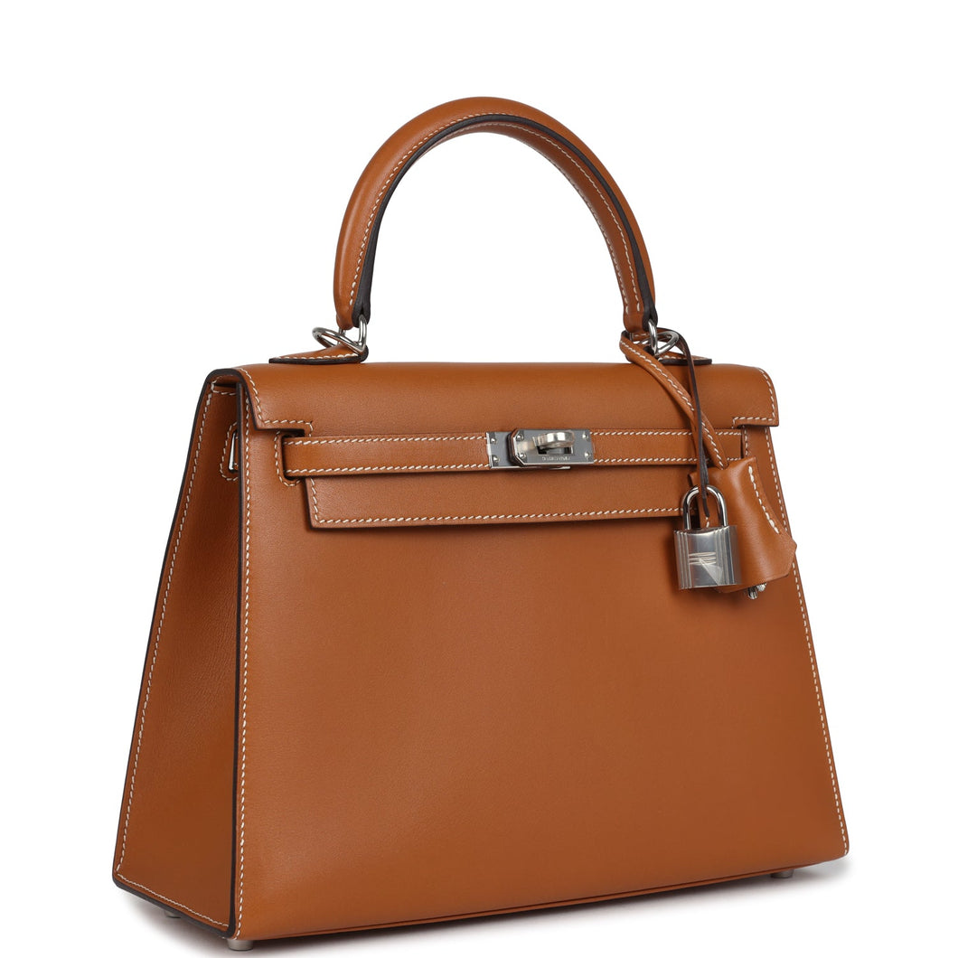 Hermes Kelly Sellier 25 Natural Sable Butler Palladium Hardware